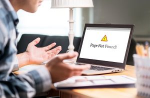 frustrated customer experiencing a 404:page not found error
