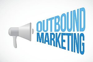 an illustration of a megaphone that is reading the words outbound marketing to prove that it is an effective strategy used by any good digital marketing agency