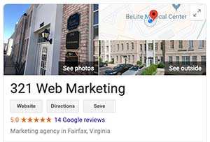 Google My Business Profile For 321 Web Marketing