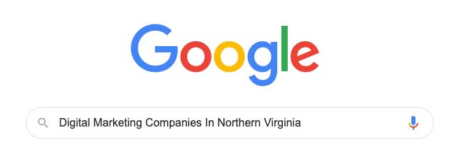 Google search for digital marketing companies in Northern Virginia