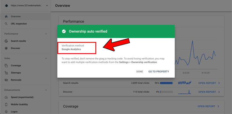 Google Search Console verification - step 4