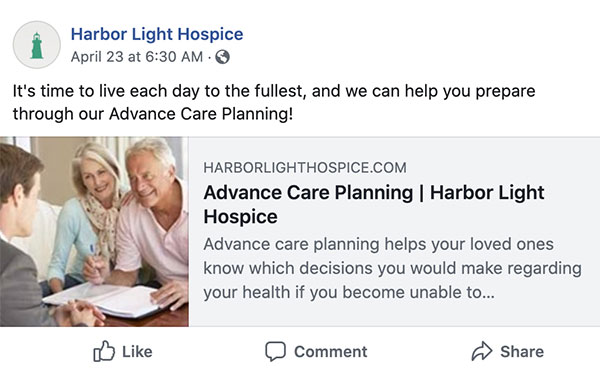 Harbor Light Hospice Facebook post (#3)