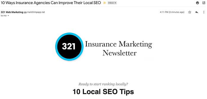 321 Web Marketing Insurance Marketing Newsletter