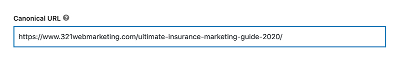 an example of canonicalization for an insurance marketing guide by 321 Web Marketing