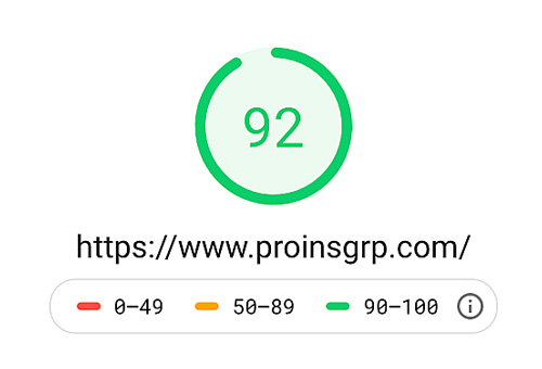 Google PageSpeed Insights speed data for Pro Insurance Group