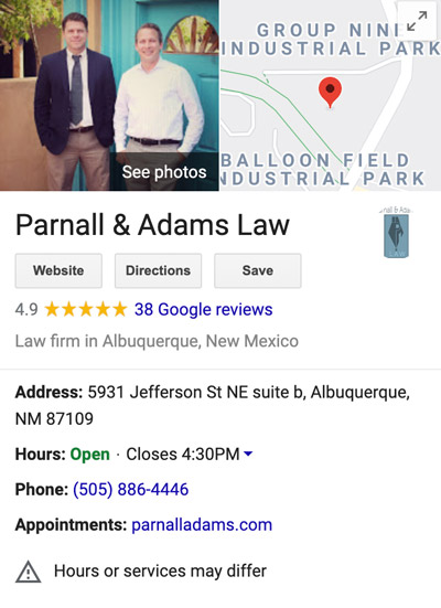 Parnall & Adams Google Map Pack data (top)