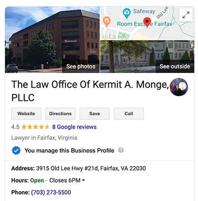 Kermit A. Monge Google My Business listing