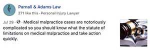 Social media post from law firm