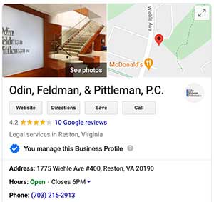 OFP Law Google My Business profile