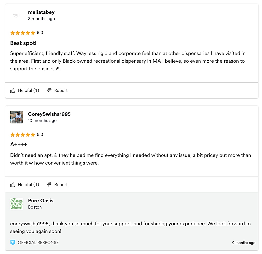 some reviews of dispensary through marketing that was done