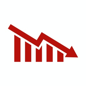 downward line for decrease in ranking