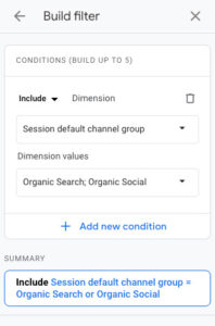 GA4 organic values