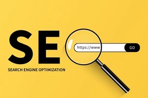 search engine optimization concept with yellow graphics