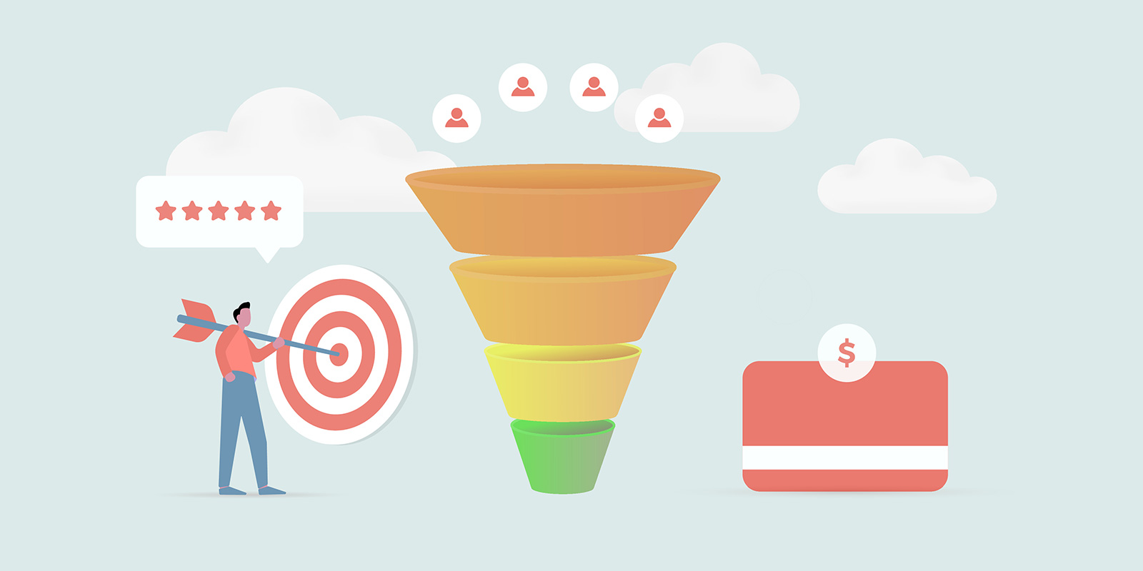 Sales and leads funnel concept
