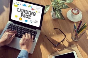 creating landing page on laptop concept