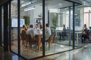 diverse group of professional businesspeople meeting in the modern office conference room