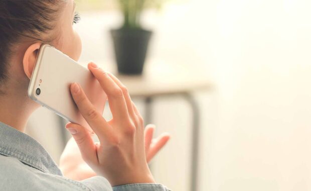 Woman calling an agency